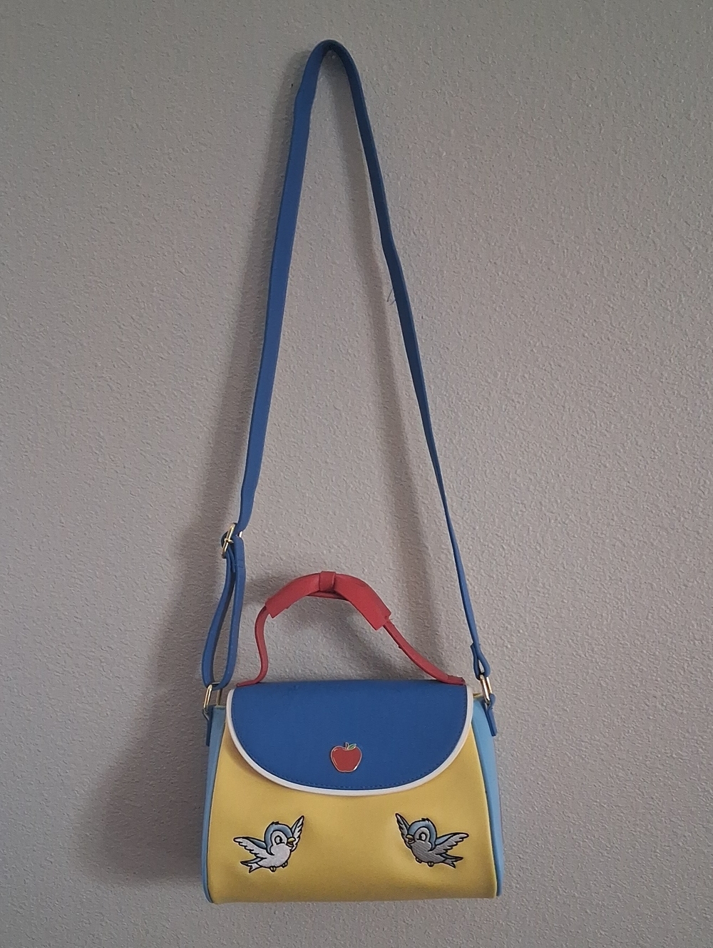 Loungefly Disney Blue, Yellow and Red Crossbody Bag with Bird Appliqués
